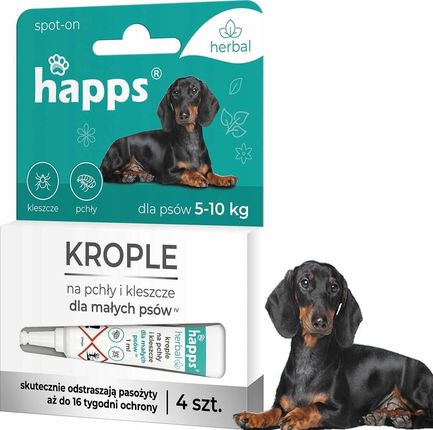 Happs Herbal Krople Na Pchły I Kleszcze Dla Małych Psów Do 10Kg 4Szt. - zdjęcie 6
