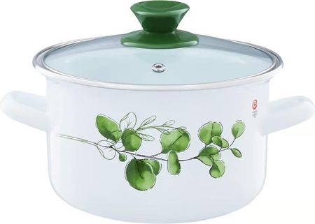 Garnek emaliowany z pokrywką Eukaliptus 3,8 L EMALIA OLKUSZ