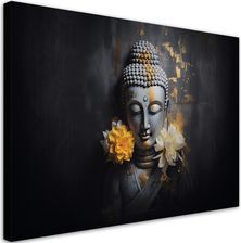 Feeby Fototapeta Na Płótnie Szary Budda I Kwiaty 100X70 Cm Fototapety