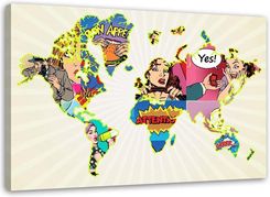 Feeby Obraz Na Płótnie Pop Art Mapa Świata 100X70 Cm Ścienny