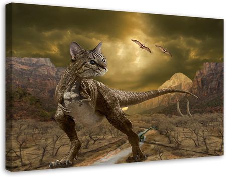 Feeby Obraz Na Płótnie Kot Dinozaur Prehistoria Galina Bugaevskaya 60X40 Cm Fototapeta Ścianę