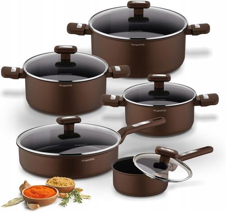 Konighoffer Ceramiczne Garnki Zestaw Garnków Patelnia Ceramiczna 10 El.Reno