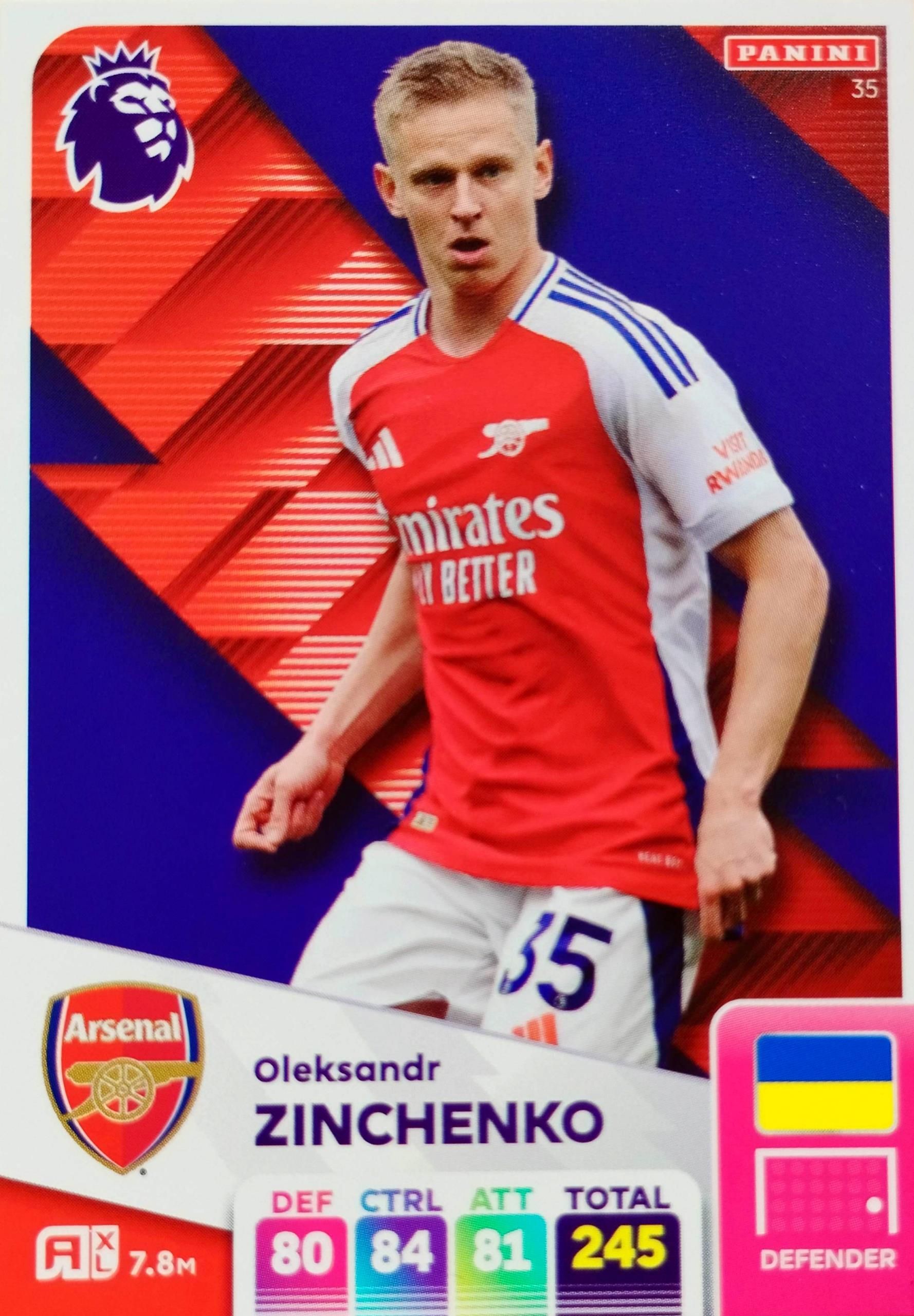 Panini Premier League 2025 Karta Base 35 Oleksandr Zinchenko Arsenal