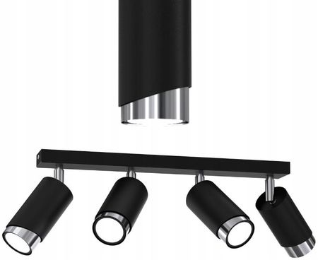 +Gratis. Lampa sufitowa listwa Led regulowane 4x Gu10 Ewilight Bevel czarny