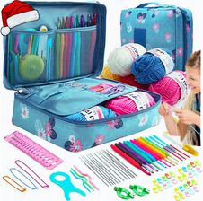 Zdjęcie Zestaw Do Szydełkowania Z Włóczką Szydełko 0,6-6mm Etui Duży 58 Elementów - Pieniężno