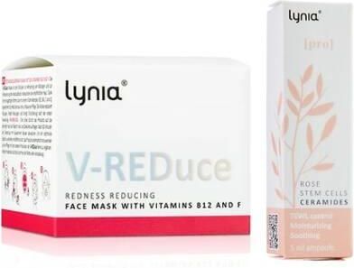 Lynia Zestaw Do Twarzy V-Redue Maska Redukująca Zaczerwienienia 50Ml + Ampułka Z Ceramidami I Komórkami Macierzystymi 5Ml