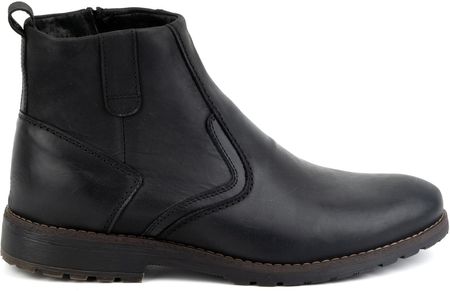 Buty męskie trzewiki skórzane zimowe 924K czarne