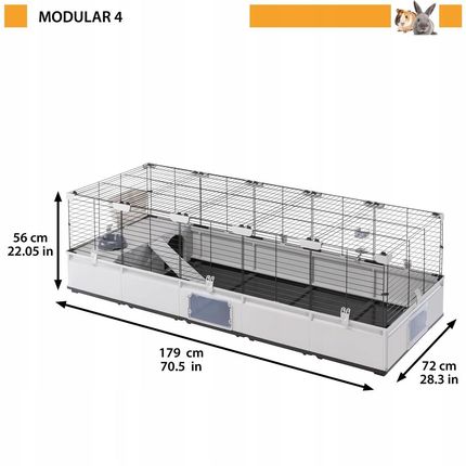Ferplast Modular 4 Klatka Dla Królika I Świnki Morskiej 179x72x56Cm - zdjęcie 3