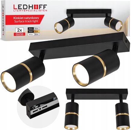Lampa sufitowa Led kinkiet Spot oprawa halogenowa 2x GU10 Tuba Czarna złota