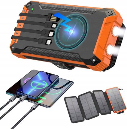 Zielony powerbank solarny 4smarts Titanpack Rugged UltiMag 20000 mAh z panelem na obudowie i magnetyczną ładowarką Qi