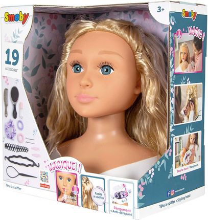 Smoby Duża Głowa do stylizacji czesania włosów Fryzjer + akcesoria do ozdabiania włosów - zdjęcie 2