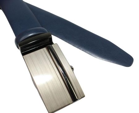Wizytowy Pasek Skórzany 30 mm PolskaGalanteria (PL) Pełna Klamra AUTOMAT/ZĄBEK Garnitur GRANATOWY Zaokrąglony AZ30/KAZ88 - zdjęcie 4