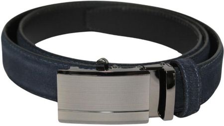 Pasek Męski Skórzany Arucce (PL) Skóra Licowa ZAMSZOWY EXTRA 35 mm GRANATOWY Gładki Klamra Samozaciskowa Srebrna 2 - zdjęcie 2