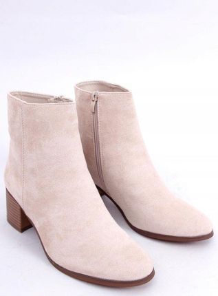 Botki na obcasie zamszowe klasyczne NATINA BEIGE 37 - zdjęcie 2