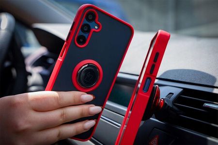 Bizon Etui Z Uchwytem Na Palec Case Hybrid Ring Do Oppo Reno 12 Pro Przydymione Czerwoną Ramką - zdjęcie 6