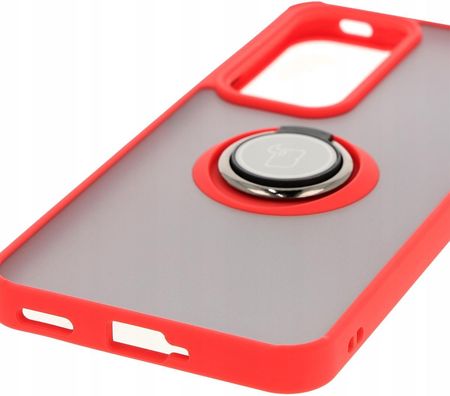 Bizon Etui Z Uchwytem Na Palec Case Hybrid Ring Do Oppo Reno 12 Pro Przydymione Czerwoną Ramką - zdjęcie 3