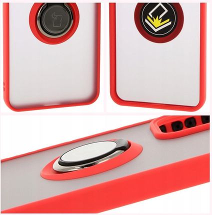 Bizon Etui Z Uchwytem Na Palec Case Hybrid Ring Do Oppo Reno 12 Pro Przydymione Czerwoną Ramką - zdjęcie 5