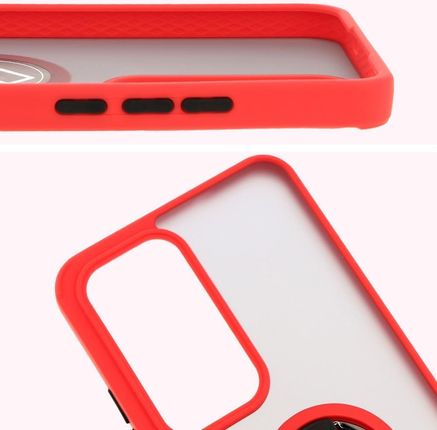 Bizon Etui Z Uchwytem Na Palec Case Hybrid Ring Do Oppo Reno 12 Pro Przydymione Czerwoną Ramką - zdjęcie 4