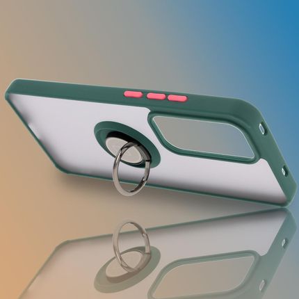 Bizon Etui Z Uchwytem Na Palec Case Hybrid Ring Do Oppo Reno 12 Pro Przydymione Ciemnozieloną Ramką - zdjęcie 5