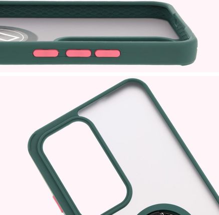 Bizon Etui Z Uchwytem Na Palec Case Hybrid Ring Do Oppo Reno 12 Pro Przydymione Ciemnozieloną Ramką - zdjęcie 4