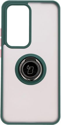 Bizon Etui Z Uchwytem Na Palec Case Hybrid Ring Do Oppo Reno 12 Pro Przydymione Ciemnozieloną Ramką - zdjęcie 2