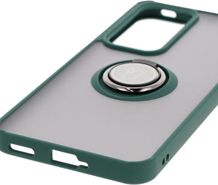 Bizon Etui Z Uchwytem Na Palec Case Hybrid Ring Do Oppo Reno 12 Pro Przydymione Ciemnozieloną Ramką - zdjęcie 6