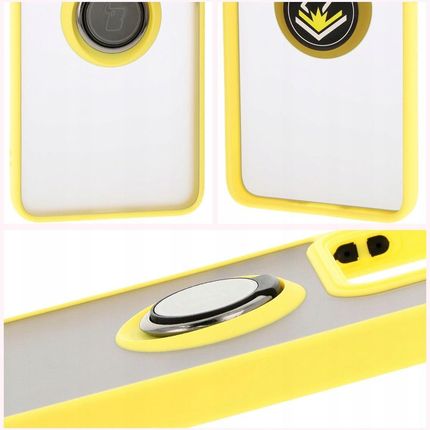 Bizon Etui Z Uchwytem Na Palec Case Hybrid Ring Do Xiaomi 14T Przydymione Żółtą Ramką - zdjęcie 5