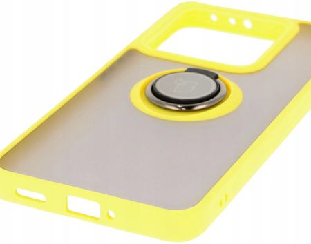 Bizon Etui Z Uchwytem Na Palec Case Hybrid Ring Do Xiaomi 14T Przydymione Żółtą Ramką - zdjęcie 6