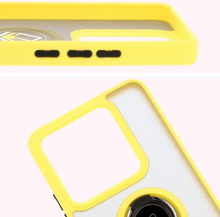Bizon Etui Z Uchwytem Na Palec Case Hybrid Ring Do Xiaomi 14T Przydymione Żółtą Ramką - zdjęcie 3