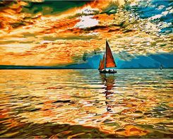 Zdjęcie Twoje Hobby Malowanie Po Numerkach Łódź Ze Złotą Farbą 40x50cm - Nekla