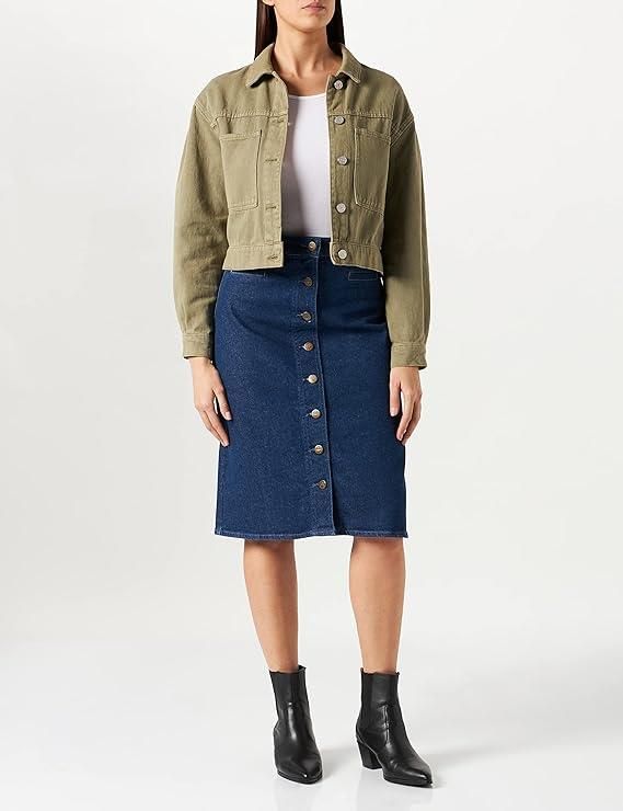 【WOOHWA】DIG DENIM SK LEE BUTTON THROUGH SKIRT DAMSKA SPÓDNICA JEANSOWA JEANS DARK