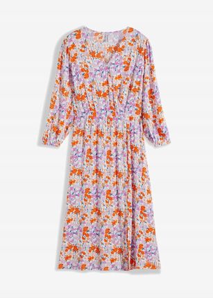 Bpc Bardzo Kobieca Sukienka MIDI Z Rocięciem I Dekoltem W Serek Skw 48