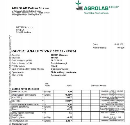 Spichlerz Zdrowia Cudowny Olej Z Czarnuszki 500ml Świeżo Tłoczony - zdjęcie 2