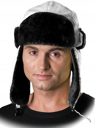 Czapka pilotka biała Blackwhite zimowa ocieplana kożuszkiem Uszanka uszatka