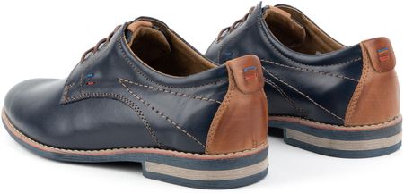 Buty męskie skórzane eleganckie 825K granatowe - zdjęcie 3