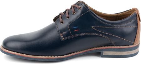 Buty męskie skórzane eleganckie 825K granatowe - zdjęcie 2