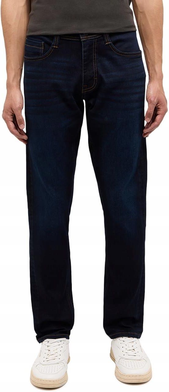 MUSTANG Herren Slim Jeans – Oregon Fit In Dunkelblau Mit Used-Look