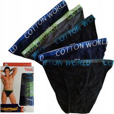 6x Slipy Tango Na Szerokiej Gumie majtki 100% bawełniane Cotton World Tu- L