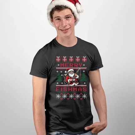 Merry Fishmas - męska koszulka na prezent - zdjęcie 2