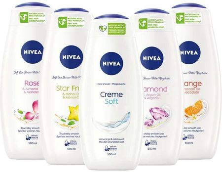 Nivea Zestaw Kremowych Żeli do mycia ciała dla kobiet 5x500ml