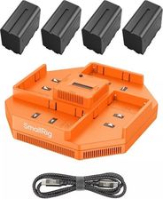 SmallRig 4834 zestaw: 4 akumulatory NP-F970 + poczwórna ładowarka zewnętrzna kompatybilna z NP-F550, NP-F570, NP-F750 i NP-F970