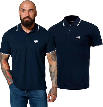 Koszulka Polo Pit Bull Heavy Weight 250 Polo Pique Stripes Regular '24 - Granatowa • SKLEP PREMIUM ✓ • Kup teraz, zapłać za 30 dni | RATY 0% | GRATIS