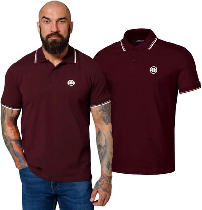 Koszulka Polo Pit Bull Heavy Weight 250 Polo Pique Stripes Regular '24 - Wiśniowa • SKLEP PREMIUM ✓ • Kup teraz, zapłać za 30 dni | RATY 0% | GRATIS W
