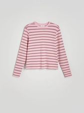 Reserved - Longsleeve z merceryzowanej bawełny - intensywny róż - zdjęcie 1