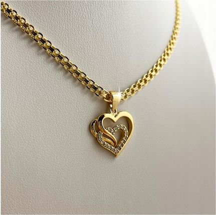 Golden Celebrity Złoty Łańcuszek Bismark Z Serduszkiem 925/585 Na 18 Urodziny+gratis - zdjęcie 2