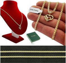 Golden Celebrity Złoty Łańcuszek Bismark Z Serduszkiem 925/585 Na 18 Urodziny+gratis - zdjęcie 1