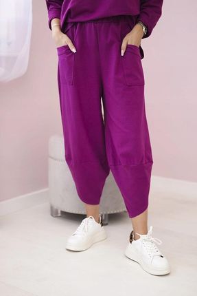 Komplet bawełniany bluza + spodnie śliwkowy - zdjęcie 4