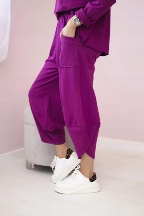 Komplet bawełniany bluza + spodnie śliwkowy - zdjęcie 2