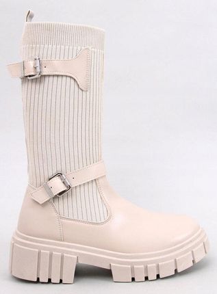 Oficerki z elastyczną cholewką RHEA BEIGE 40 - zdjęcie 4