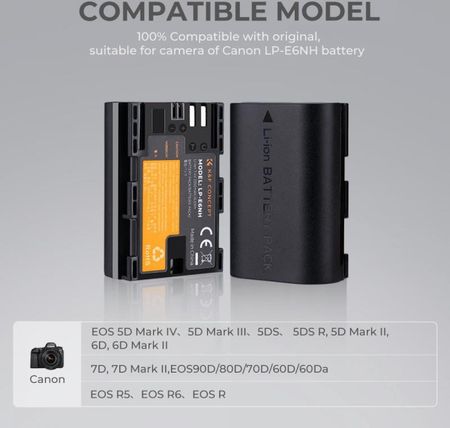 Ładowarka 2x Bateria Akumulator LP-E6 E6NH Canon EOS R 5D MARK IV III 70D - zdjęcie 4